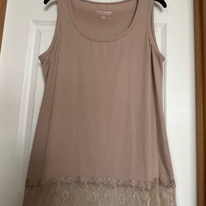 Soft Surroundings Tan Lace Trim Tank Top